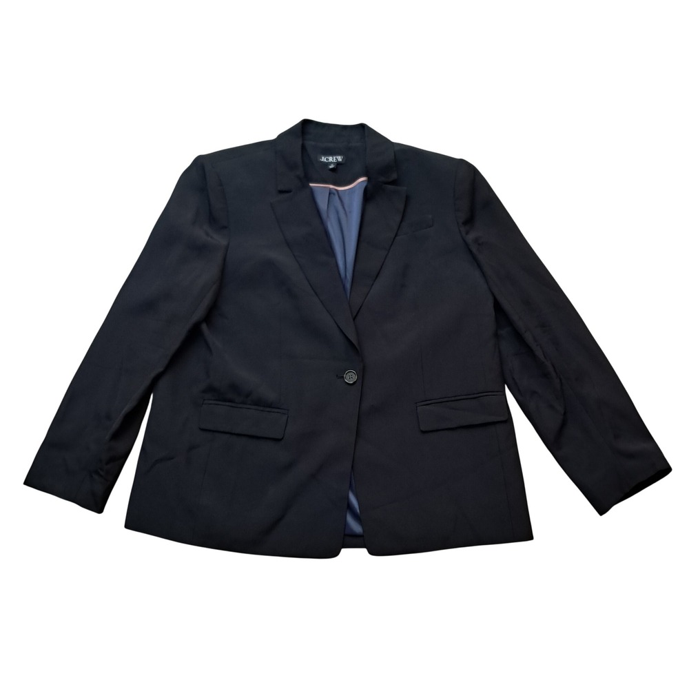 J. Crew Tuxedo Blazer in Drapey Viscose Women's 14 Black Work Career